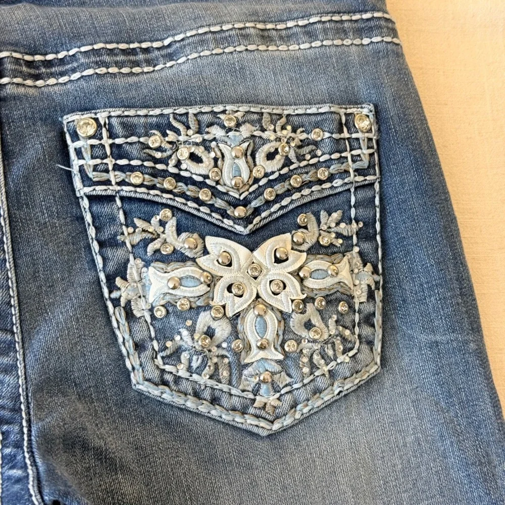Telepatia Y2K McBling Bootcut Jeans 9/29 Rhinestone Embellished Pockets